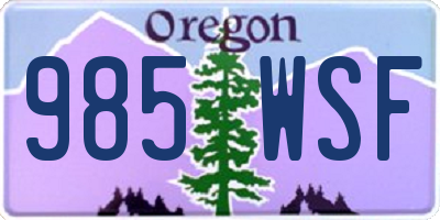 OR license plate 985WSF