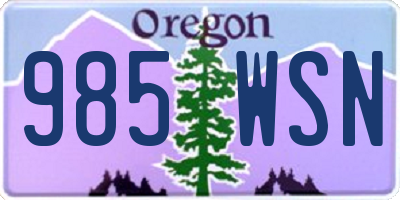 OR license plate 985WSN