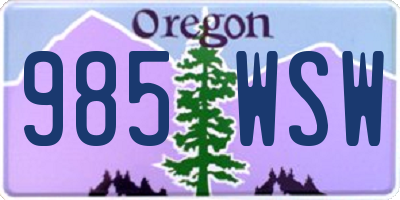 OR license plate 985WSW