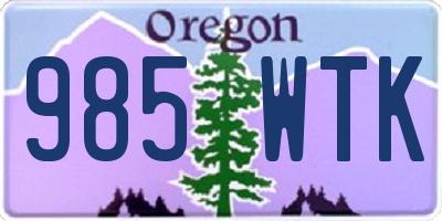 OR license plate 985WTK