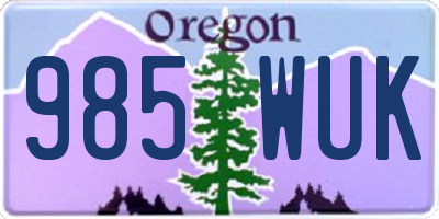 OR license plate 985WUK