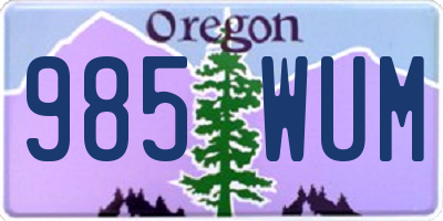 OR license plate 985WUM