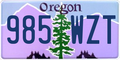 OR license plate 985WZT