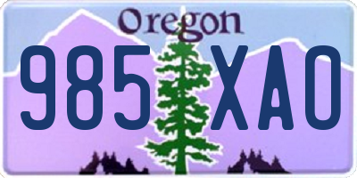 OR license plate 985XAO