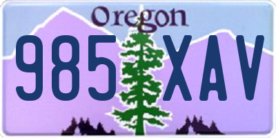 OR license plate 985XAV