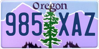 OR license plate 985XAZ