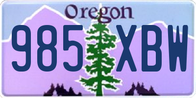 OR license plate 985XBW