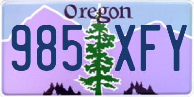 OR license plate 985XFY