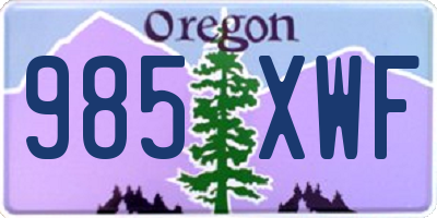 OR license plate 985XWF