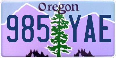 OR license plate 985YAE