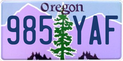OR license plate 985YAF