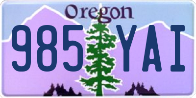 OR license plate 985YAI
