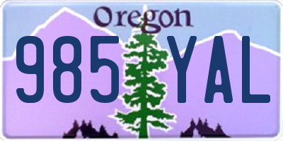 OR license plate 985YAL