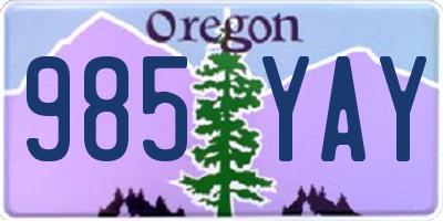 OR license plate 985YAY