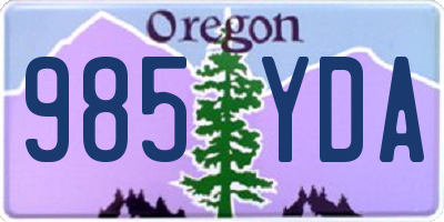 OR license plate 985YDA