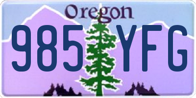 OR license plate 985YFG