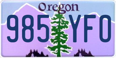 OR license plate 985YFO