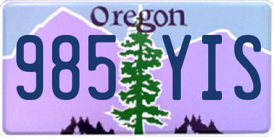 OR license plate 985YIS