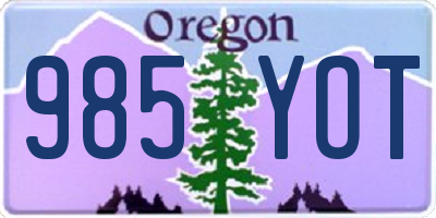 OR license plate 985YOT