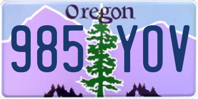 OR license plate 985YOV