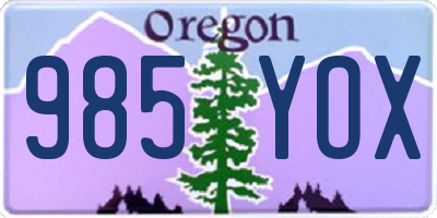 OR license plate 985YOX
