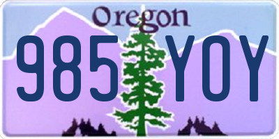 OR license plate 985YOY