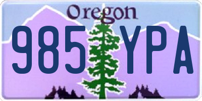 OR license plate 985YPA