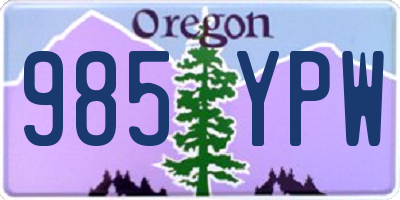 OR license plate 985YPW