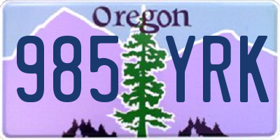 OR license plate 985YRK
