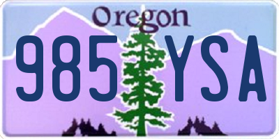 OR license plate 985YSA