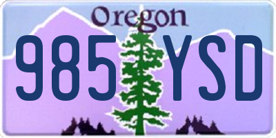 OR license plate 985YSD