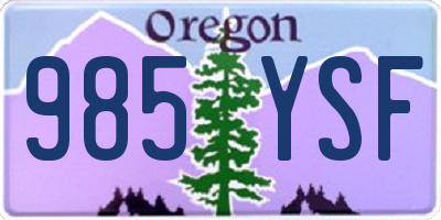 OR license plate 985YSF