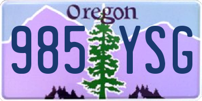 OR license plate 985YSG