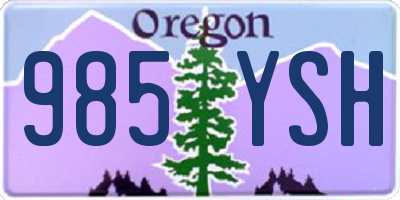 OR license plate 985YSH