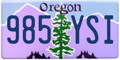 OR license plate 985YSI