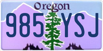 OR license plate 985YSJ