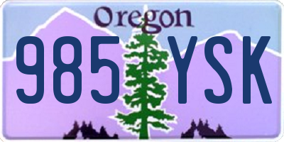 OR license plate 985YSK