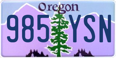 OR license plate 985YSN