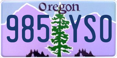 OR license plate 985YSO