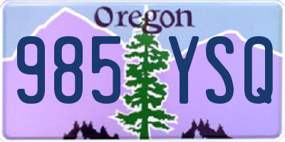 OR license plate 985YSQ