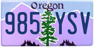 OR license plate 985YSV