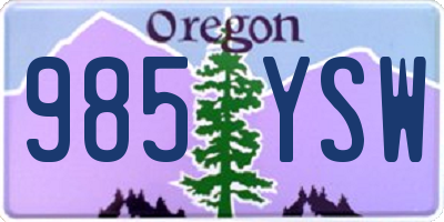 OR license plate 985YSW