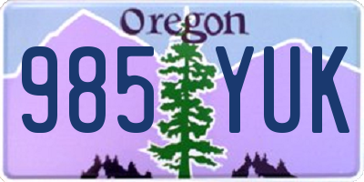 OR license plate 985YUK
