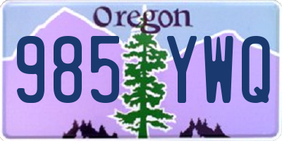 OR license plate 985YWQ