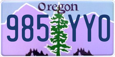 OR license plate 985YYO