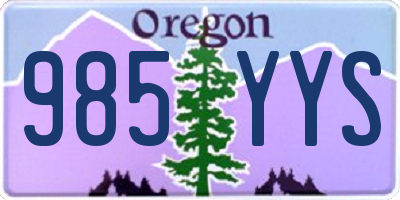 OR license plate 985YYS