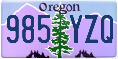 OR license plate 985YZQ