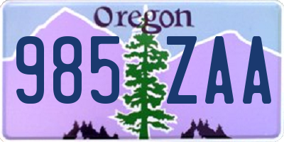 OR license plate 985ZAA