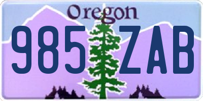 OR license plate 985ZAB