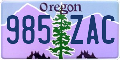 OR license plate 985ZAC